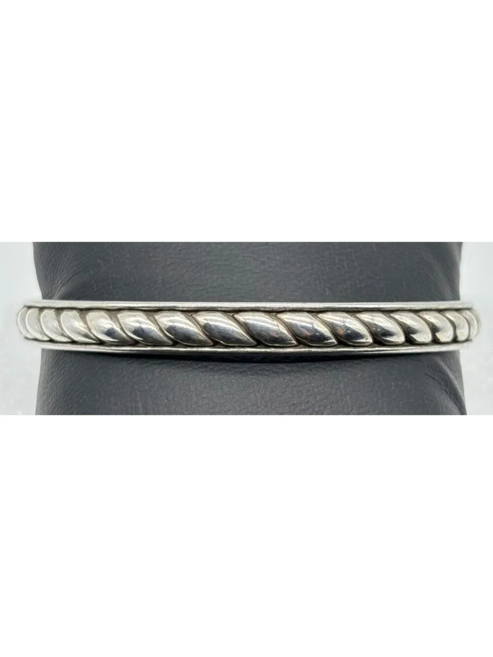 Brighton Southwest Dream Plaza Bangle Bracelet in Silver Plate Twisted Flat Rope